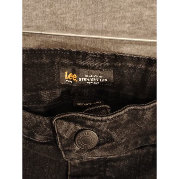 Lee Plus‎ Petite Relaxed Fit Straight Leg High Rise Jeans Black Women's Size 26W - Picture 5 of 9